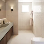Caesarstone ICON 4101 Organic Dawn gray modern bathroom