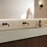 Caesarstone ICON 4101 Organic Dawn gray modern bathroom