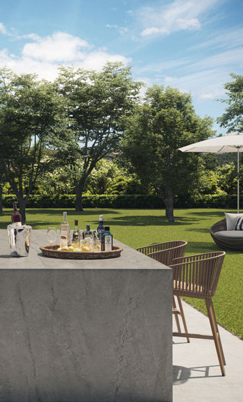 Caesarstone Porcelain 540 Momumental outdoor modern kitchen