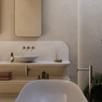 Caesarstone Porcelain 8151 Moonflow surface in modern bathroom